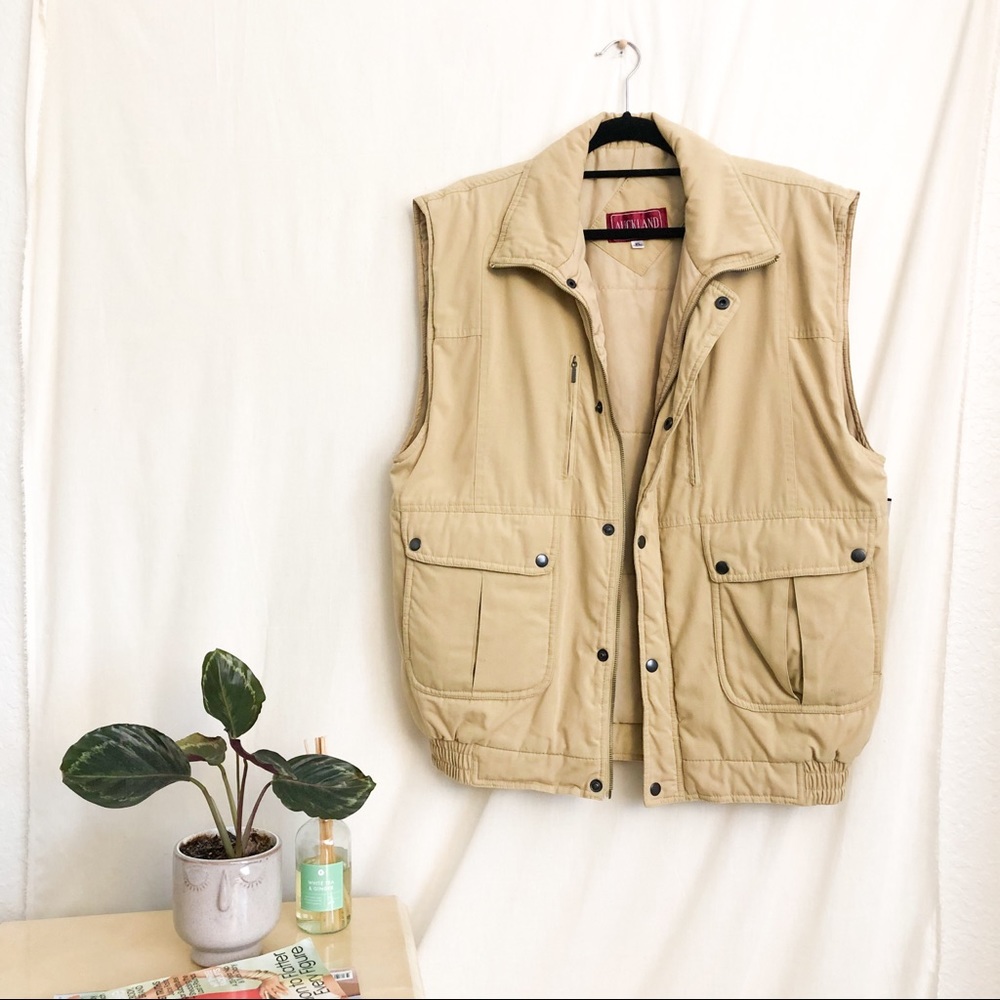 Unisex Beige Oversized Utility Vest